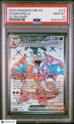 2023 Pokemon Obsidian Flames Charizard EX Ultra Rare PSA 10 215/197 - Image 1