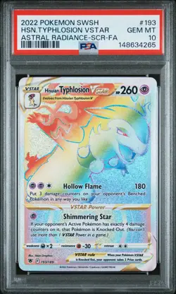 POKEMON SWORD & SHIELD ASTRAL RADIANCE FULL ART/HISUIAN TYPHLOSION VSTAR PSA 10 - Image 1