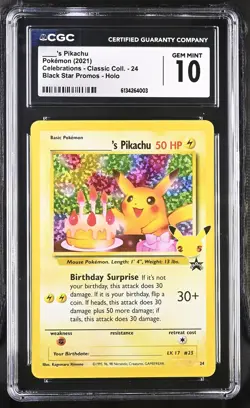 CGC 10 Birthday Pikachu #24 Celebrations - Image 1