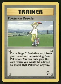 Pokemon Breeder 105/130 Rare Base Set 2 Pokemon Heavily Played - Image 1