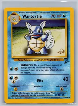 Wartortle 63/130 Uncommon Base Set 2 Pokemon Moderately Played - Image 1