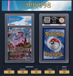 Espeon VMAX 270/264 Pokemon Fusion Strike Secret Rare - ACE 10 Perfect Subgrades - Image 1