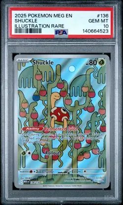2025 POKEMON MEG EN-MEGA EVOLUTION ILLUSTRATION RARE #136 SHUCKLE PSA 10 - Image 1