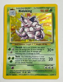 ** Nidoking 11/102 Unlimited Holo Rare - Pokemon Base Set LP - Image 1