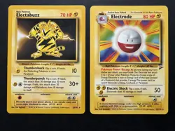 Pokemon TCG Lot of 2 Electabuzz & Electrode Vintage WOTC Rare Non Holo LP - Image 1