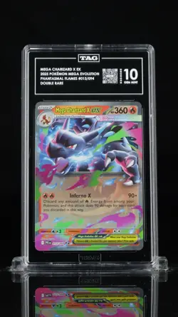 2025 POKEMON PFL EN-PHANTASMAL FLAMES #013 MEGA CHARIZARD X EX TAG 10 GEM MINT - Image 1