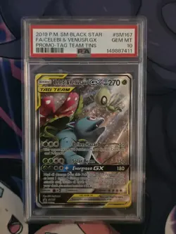 2019 Pokemon Black Star Celebi & Venusaur Gx #SM167 GEM MT PSA 10 Tag Team Tins - Image 1