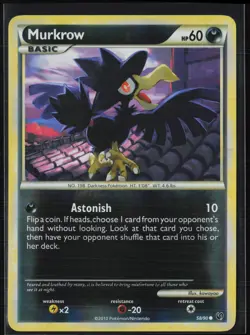 Murkrow 58/90 Common HGSS Undaunted Pokemon Reverse Holo Moderately Played - Image 1