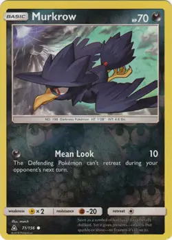 x4 Murkrow - 71/156 - Common - Reverse Holo Pokemon SM5 Ultra Prism M/NM English - Image 1