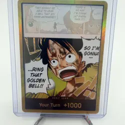 One Piece TCG LUFFY RING THAT GOLDEN BELL Gold Foil DON!! Card OP15 Bandai EN - Image 1