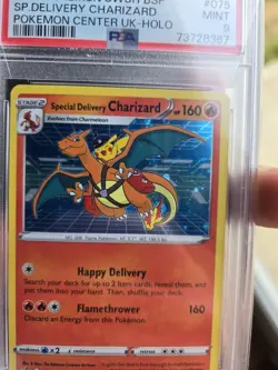 (SWIRL🌀)Pokemon TCG Special Delivery Charizard SWSH075 Holo Promo Card PSA 9 - Image 2