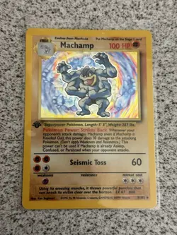 Machamp 1st Edition Sealed Pokemon Card 1999 Holo Base Set - Image 1