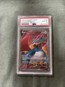 Pokemon 2020 SWSH Darkness Ablaze Salamence v #185/189 PSA GEM MT 10 - Image 1