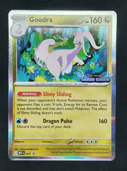 Goodra 077 MEP Chaos Rising Stamped Promo Pokemon card - Image 1