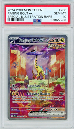 2024 Pokemon SV TEF Raging Bolt Ex 208/162 Special Illustration Rare PSA 10 B - Image 1