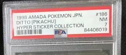 1998 Amada Pokemon Japanese Hyper Sticker Collection Ditto Pikachu 186 PSA 7 NS2 - Image 2