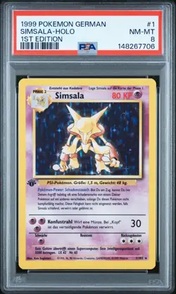 1999 POKEMON GERMAN 1ST EDITION #1 SIMSALA-HOLO PSA 8 - Image 1