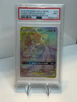 2019 POKEMON SUN & MOON UNBROKEN BONDS FULL ART/GARDEVOIR & SYLVEON GX PSA 9 - Image 1