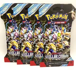 Pokemon TCG Scarlet & Violet Stellar Crown Booster Pack Lot x4 Sealed - Image 1
