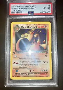 2000 POKEMON ROCKET 1ST EDITION #4 DARK CHARIZARD-HOLO PSA 8 - Image 4