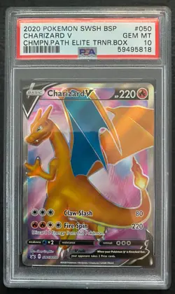 2020 POKEMON SWSH BLACK STAR PROMO 050 CHARIZARD V CHAMPION'S PATH ETB PSA 10 - Image 1
