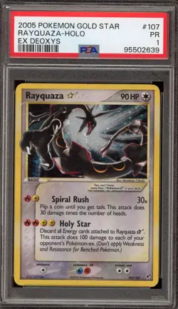 Pokemon Rayquaza Gold Star EX Deoxys Holo Ultra Rare #107 PSA 1 - Image 1