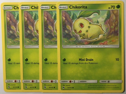 POKEMON 4X CHIKORITA 6/214 LOST THUNDER COMMON NEAR MINT-PLAYSET - Image 1