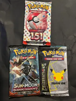 Pokemon TCG Celebrations, 151, BURNING SHADOWS Sealed Booster Pack lot - Image 1
