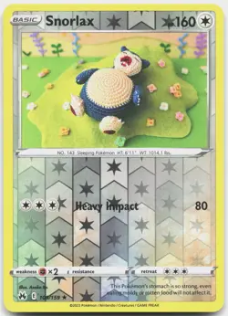 Snorlax 109/159 Rare Crown Zenith Pokemon Reverse Holo Near Mint - Image 1