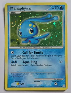 Pokemon Manaphy Diamond & Pearl Holo Swirl Rare 9/130 English Vintage Card - Image 1