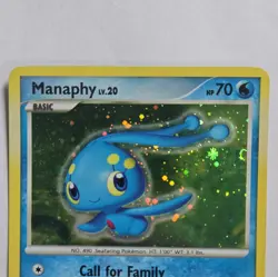 Pokemon Manaphy Diamond & Pearl Holo Swirl Rare 9/130 English Vintage Card - Image 2
