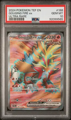 2024 POKEMON TEF EN-TEMPORAL FORCES ULTRA RARE #188 GOUGING FIRE EX PSA 10 - Image 1