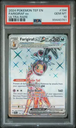 POKEMON 2024 Temporal Forces Ultra Rare FARIGIRAF EX #194 PSA 10 Gem Mint - Image 1