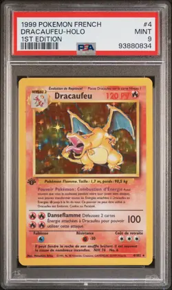 1999 POKEMON FRENCH 1ST EDITION #4 DRACAUFEU-HOLO PSA 9 - Image 1