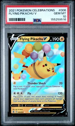 2021 POKEMON CELEBRATIONS #006 FLYING PIKACHU V PSA 10 - Image 1