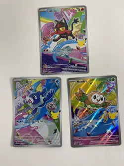 Pokemon First Partner Illustration Collection Series 1 Alolan Starters Promo Set - Image 1