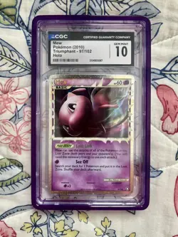 Pokemon Mew Prime #97/102 HGSS Triumphant Holo CGC 10 Gem Mint - Image 1