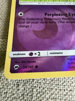 Espurr 59/147 Sm-Burning Shadows Reverse Holo - Pokemon Card Error - Image 5