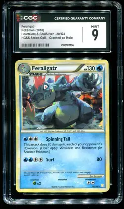 CGC 9 Feraligatr Cracked Ice Holo Heartgold & Soulsilver 2010 Pokemon Card #20 - Image 1