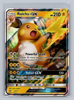 Raichu GX 29/73 Holo GX Rare Shining Legends Pokemon NM - Image 1