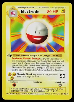 Pokemon Card - Electrode 1st Edition Base Set Shadowless 21/102 - Image 1