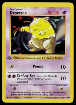 Pokemon Card - Drowzee Base Set (Shadowless) 49/102 Common 1st Edition - Image 1