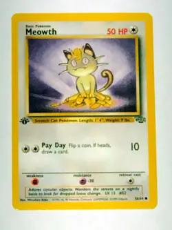 Meowth # 56/64 1st Edition Jungle Pokemon Card 1999 WOTC - Image 1