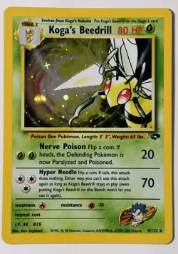 Koga's Beedrill 9/132 Gym Challenge Holo Rare 80 HP English 2000 Pokemon - Image 1