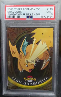 PSA 9 2000 TOPPS POKEMON TV DRAGONITE FOIL #149 BLUE LOGO MINT (P9) - Image 1