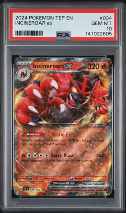 2024 POKEMON TEF EN-TEMPORAL FORCES #034 INCINEROAR EX PSA 10 - Image 1