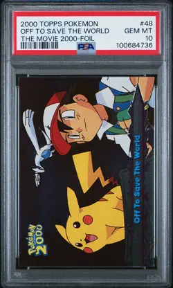 2000 TOPPS POKEMON THE MOVIE 2000 FOIL #48 OFF TO SAVE THE WORLD PSA 10 - Image 1