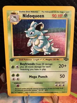 Pokemon Nidoqueen 1st Edition Jungle Holo 7/64 WOTC MP - Image 1
