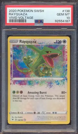 2020 POKEMON SWSH VIVID VOLTAGE RAYQUAZA #138 PSA 10! - Image 1