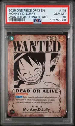 Monkey.D.Luffy (118) (Wanted Poster) OP13-118 Carrying On His Will Foil PSA 10 - Image 1